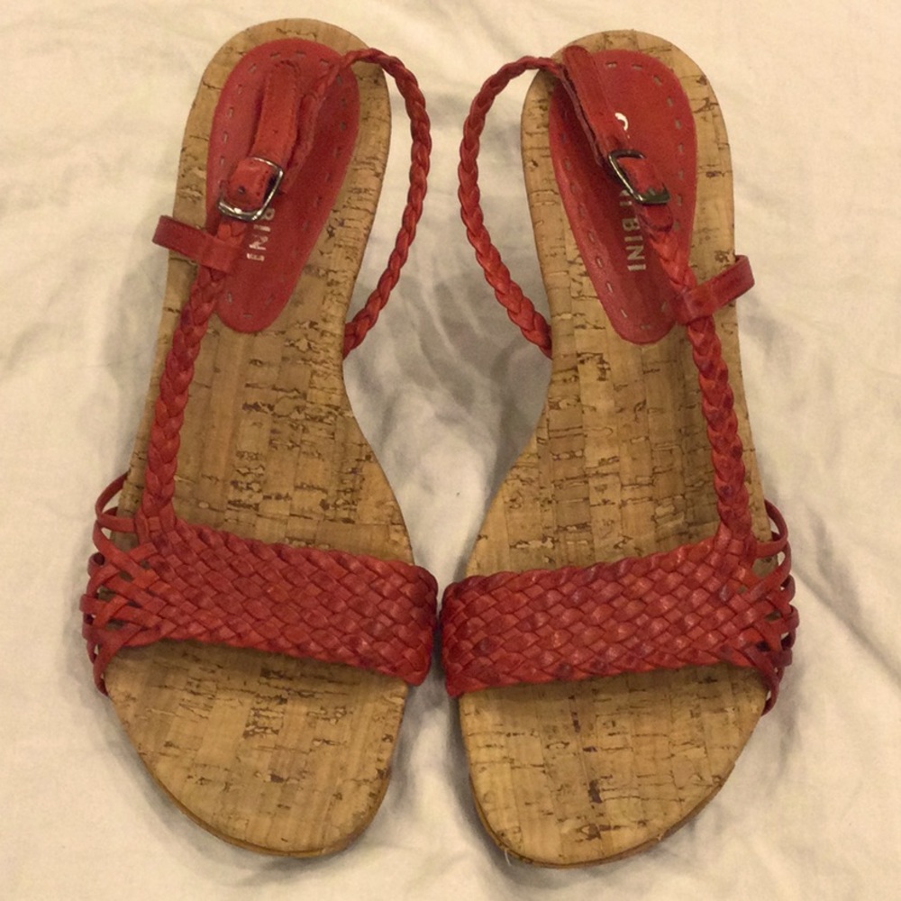 Gianni Bini Red Braided Wedge Sandals Size 7.5